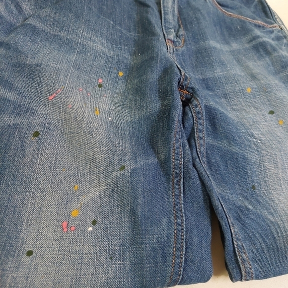 Cube Sugar Japanese Blue‎ Denim Linen Blend Size M Paint Drop Art - Picture 10 of 11